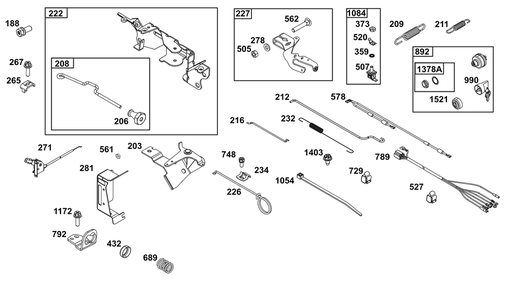 Controls Group Diagram and Parts List for 305447-0339-B5 200000 - 399999 Briggs and Stratton Engine